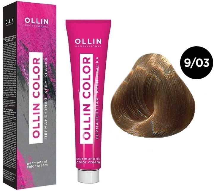 OLLIN COLOR  9/03 блондин прозрачно-золотистый 60мл Перманентная крем-краска для волос
