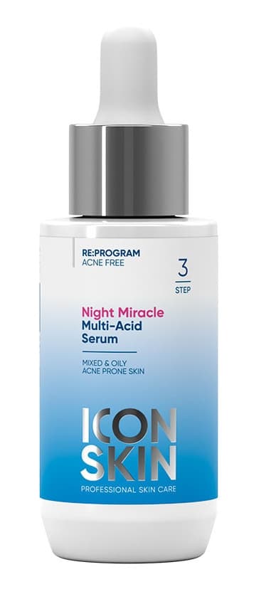 ICON SKIN RE:PROGRAM Ночная мультикислотная сыворотка для комбинированной и жирной проблемной кожи NIGHT MIRACLE 30 мл