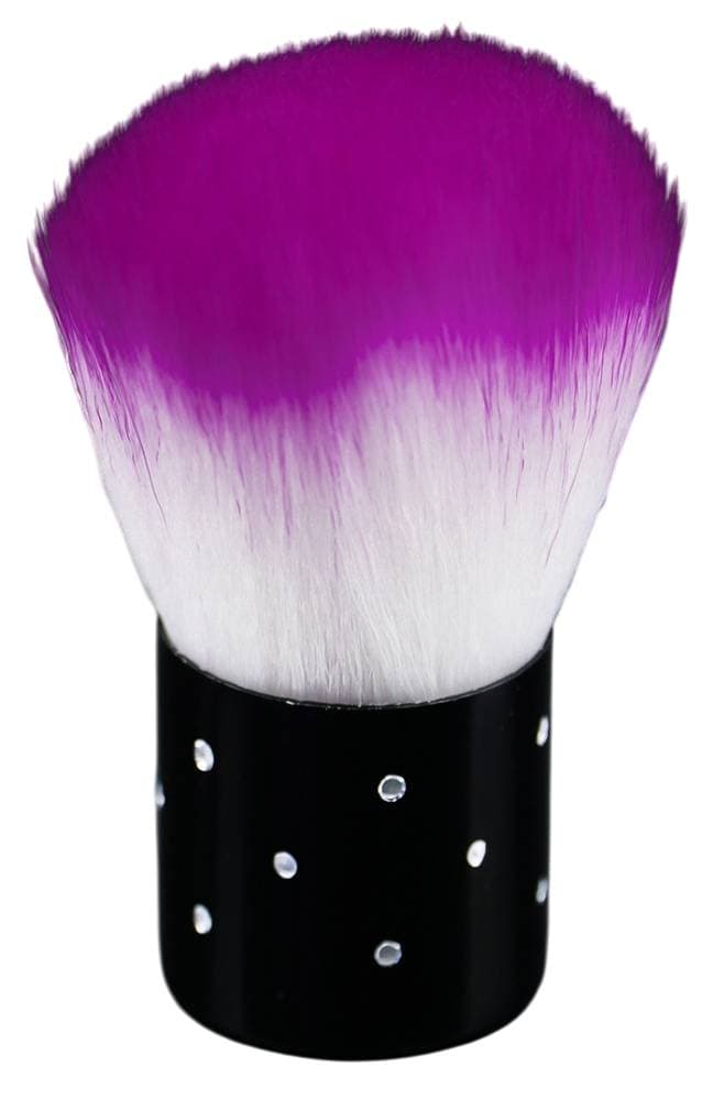 Кисть-сметка для маникюра с бело-фиолетовым ворсом, ручка черная