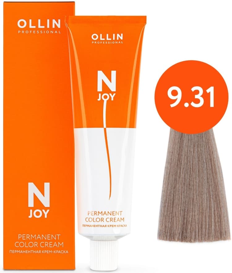 OLLIN "N-JOY"  9/31 – блондин золотисто-пепельный, перманентная крем-краска для волос 100мл