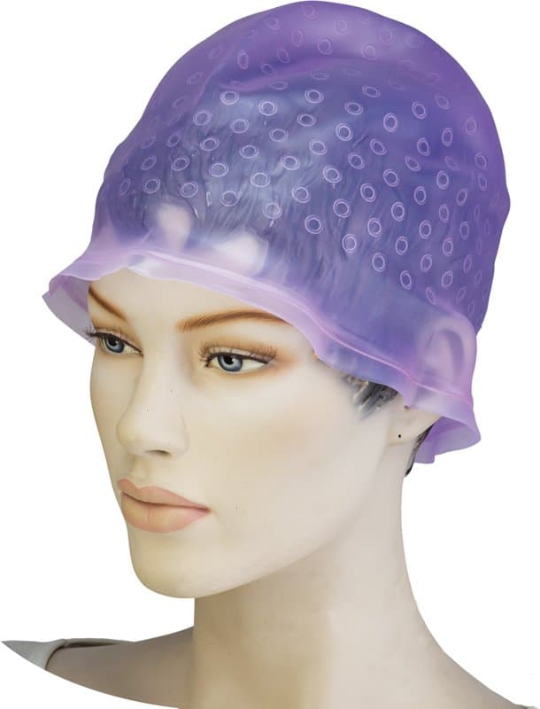 Шапка для мелирования силиконовая с крючком, фиолетовая