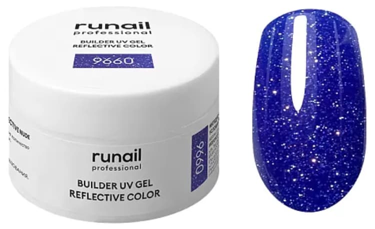 RuNail Моделирующий УФ-гель светоотражающий BUILDER UV GEL REFLECTIVE COLOR, 15г №9660