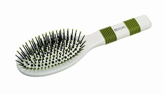 Dewal Naturel Щетка массажная продувная, овальная, средняя, деревянная, пласт. штифты, 11 рядов