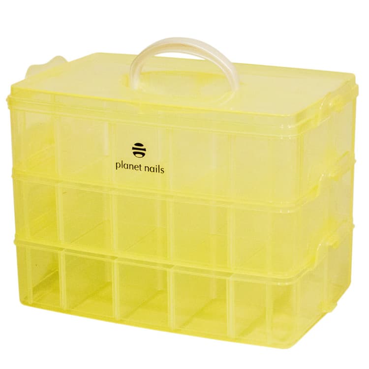 Чемодан для маникюрных инструментов пластиковый трехуровневый 258х168х185мм