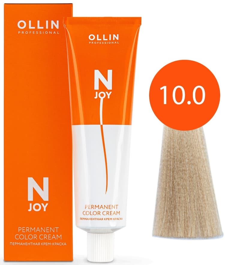 OLLIN "N-JOY" 10/0 – светлый блондин, перманентная крем-краска для волос 100мл