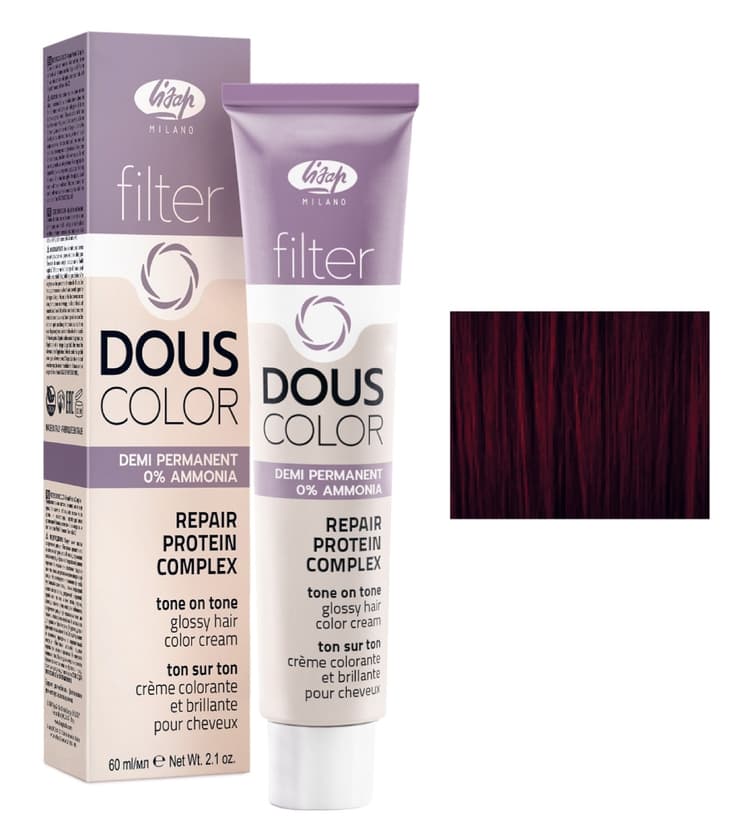 Lisap Filter Douscolor 5/55 яркий светло-каштановый красный 60 мл