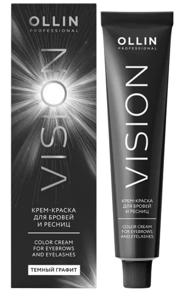 OLLIN VISION графит (graphite) Крем-краска для бровей и ресниц 20мл+салфетки п/ресницы 15пар/уп 