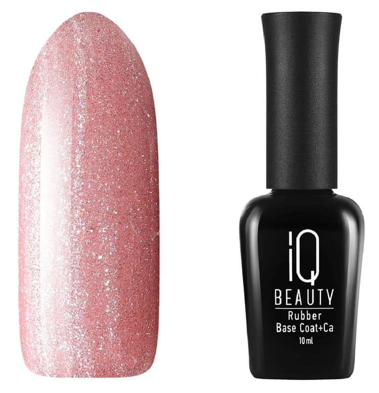 IQ BEAUTY Базовое камуфл.покрытие каучуковое с кальцием Rubber Base 17 с шиммером Sparkle allure10мл