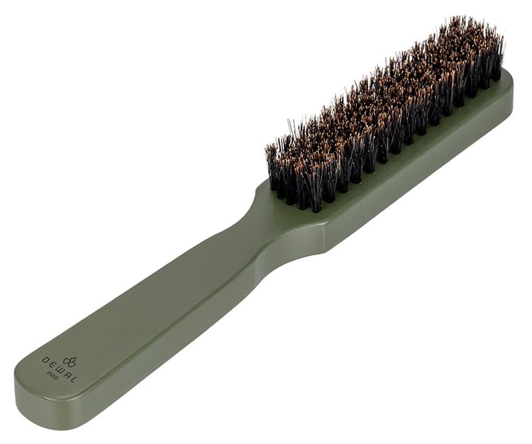 Dewal Щетка BARBER STYLE для укладки бороды и усов с ручкой, натуральная щетина, узкая 