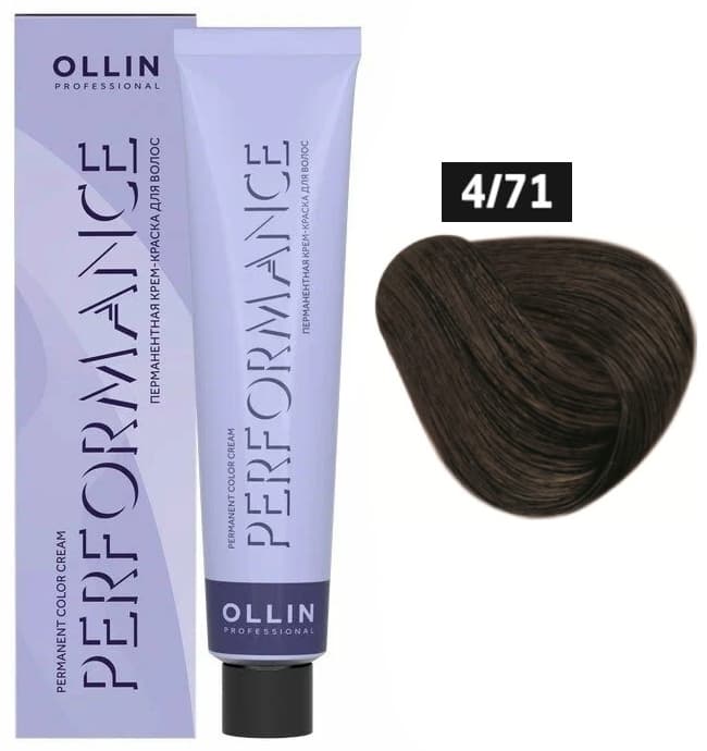 OLLIN PERFORMANCE  4/71 шатен коричнево-пепельный 60мл Перманентная крем-краска для волос