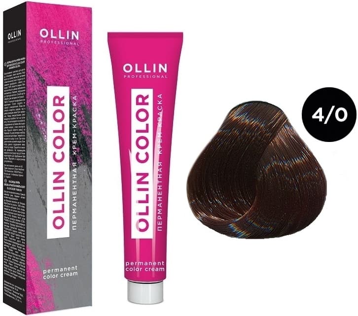 OLLIN COLOR  4/0 шатен 60мл Перманентная крем-краска для волос