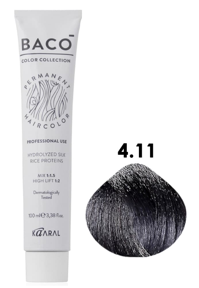 KAARAL Baco color  4.11 каштан интенсивно-пепельный 100 мл 