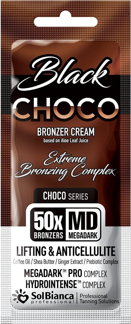 SolBianca Крем "Choco Black" с маслами кофе, семян дерева ши, экстрактом имбиря, комплексом пребиотиков и 50-бронзаторами 15мл