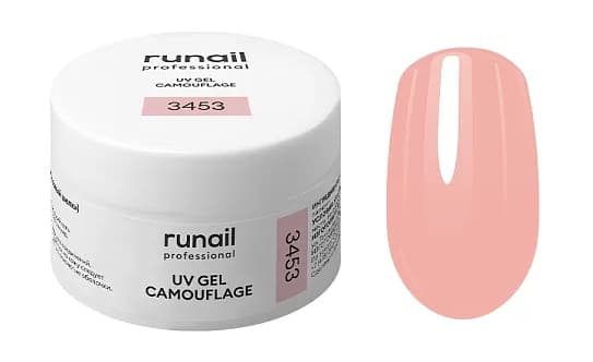 RuNail Камуфлирующий УФ-гель (цвет: Розовый шелк), 15 г