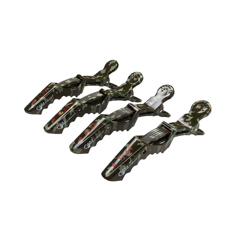 Gera Professional Зажим для волос "Крокодил", коричневый камуфляж, 135 мм, 4 шт/уп. - 1 шт.