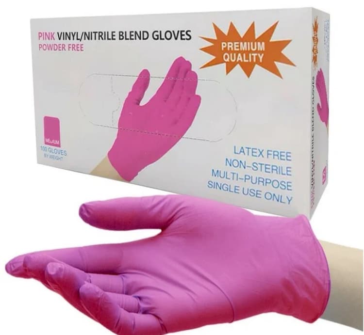 Перчатки однораз.винил/нитриловые Розовые XS 50 пар/уп. - 1 пара