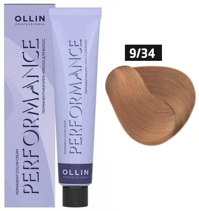 OLLIN PERFORMANCE  9/34 блондин золотисто-медный 60мл Перманентная крем-краска для волос