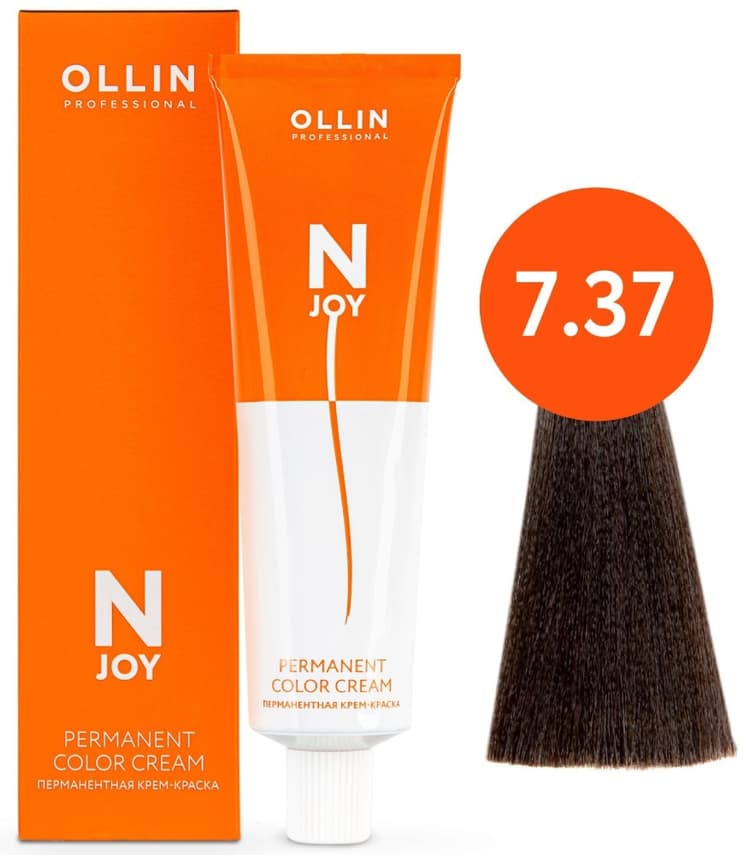 OLLIN "N-JOY"  7/37 – русый золотисто-коричневый, перманентная крем-краска для волос 100мл