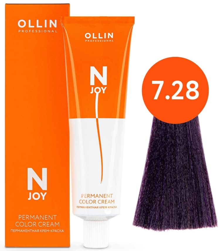 OLLIN "N-JOY"  7/28 – русый фиолетово-синий, перманентная крем-краска для волос 100мл