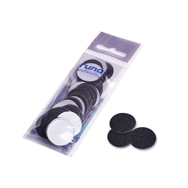 RuNail Сменные файлы для педикюрного диска L (25мм) 180 грит (50 шт), цв.черный