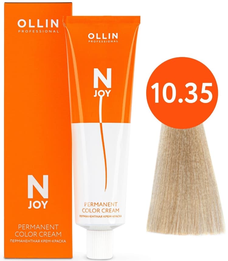 OLLIN "N-JOY" 10/35 – светлый блондин золотисто-махагоновый, перманентная крем-краска для волос 100мл
