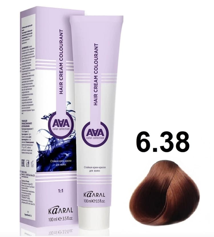 KAARAL AAA Hair crem colorant 6.38 темный блондин золотисто-коричневый 100мл