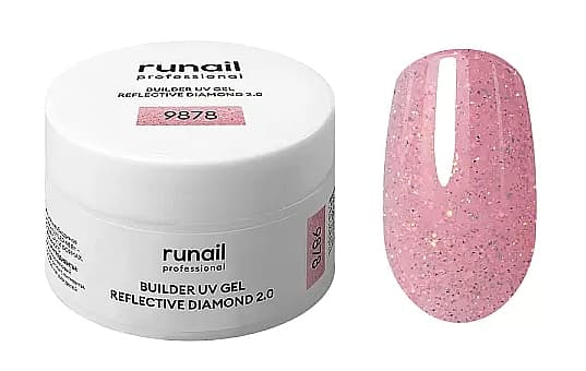 RuNail Моделирующий УФ-гель светоотражающий BUILDER UV GEL REFLECTIVE DIAMOND 2.0, 15г №9878