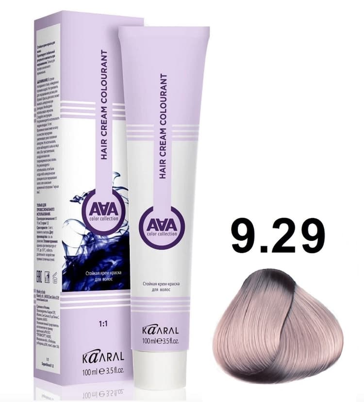 KAARAL AAA Hair crem colorant 9.29 очень светлый блондин фиолетовый сандрэ 100мл
