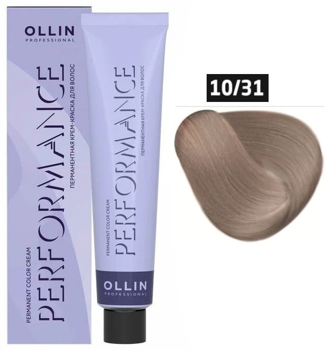OLLIN PERFORMANCE 10/31 светлый блондин золотисто-пепельный 60мл Перманентная крем-краска для волос