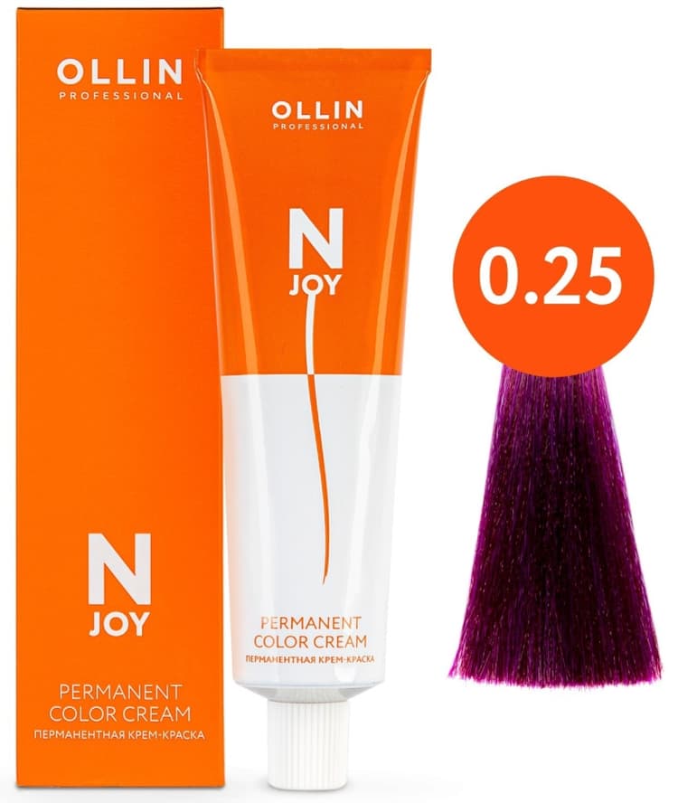OLLIN "N-JOY"  0/25 – фиолетово-махагоновый (розовый), перманентная крем-краска для волос 100мл