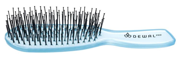 Dewal Щетка для сухих и мокрых волос ICEBERG мини, нейлоновая щетина, 6-рядная, цвет голубой