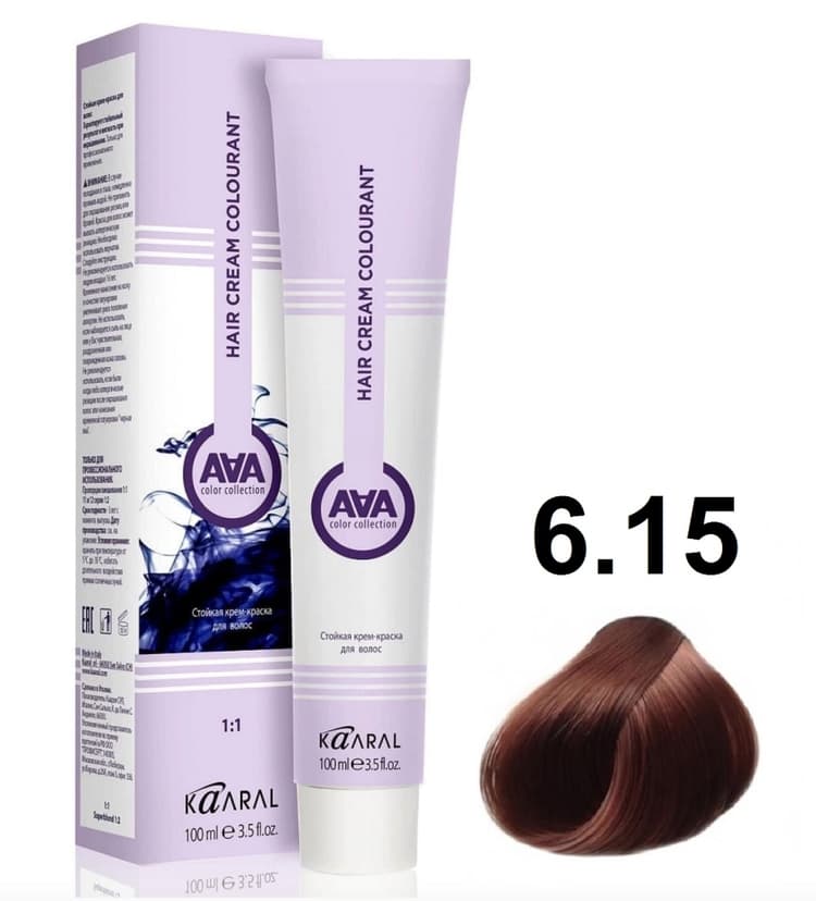 KAARAL AAA Hair crem colorant 6.15 темный пепельно-розовый блондин 100мл