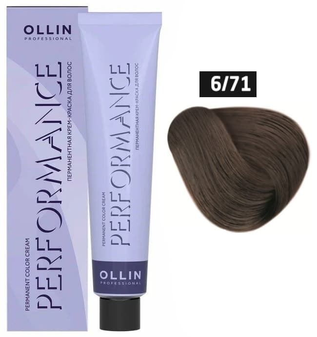 OLLIN PERFORMANCE  6/71 темно-русый коричнево-пепельный 60мл Перманентная крем-краска для волос