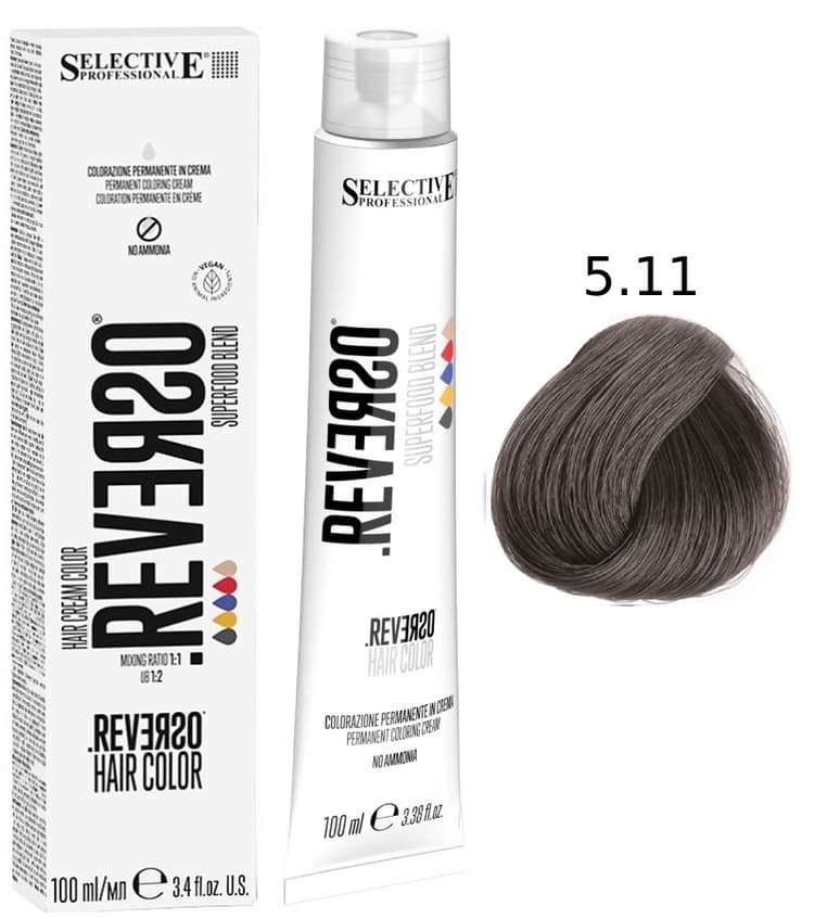 SELECTIVE Reverso Hair Color 5.11 Светло-каштановый пепельный интенсивный