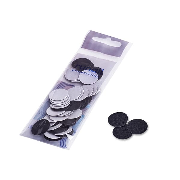 RuNail Сменные файлы для педикюрного диска M (20мм) 180 грит (50 шт), цв.черный