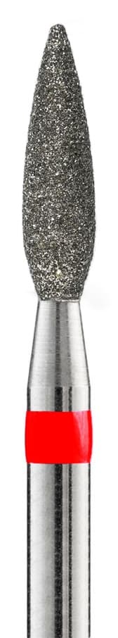 Фреза Алмазная Пламя каплевидное острое тонкой зернистости Кристалл Nails d.2.3 (красная насечка)ДРЧ080