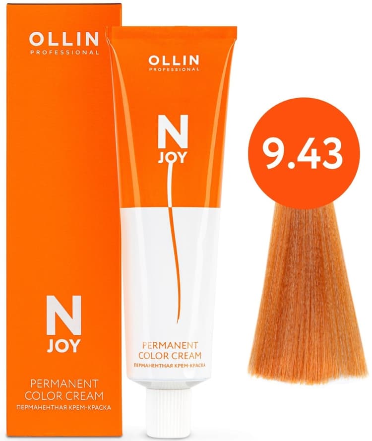 OLLIN "N-JOY"  9/43 – блондин медно-золотистый, перманентная крем-краска для волос 100мл