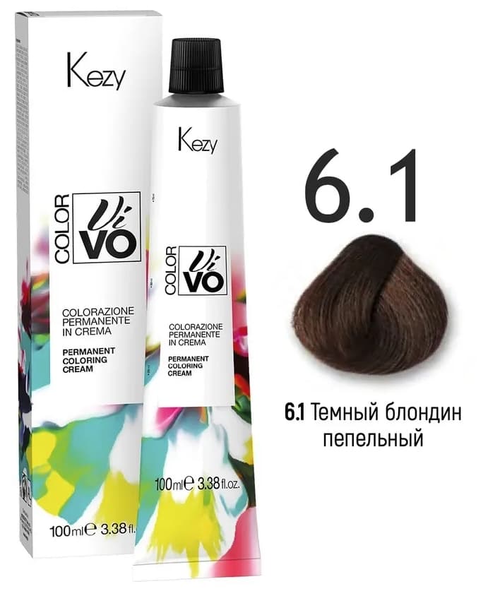 KEZY  Color Vivo Крем-краска 6.1 Темный блондин пепельный, 100 мл.