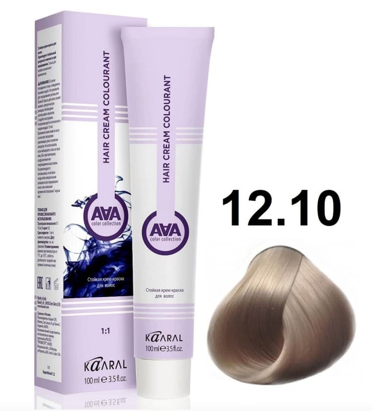 KAARAL AAA Hair crem colorant 12.10 экстра светлый пепельный блондин 100мл