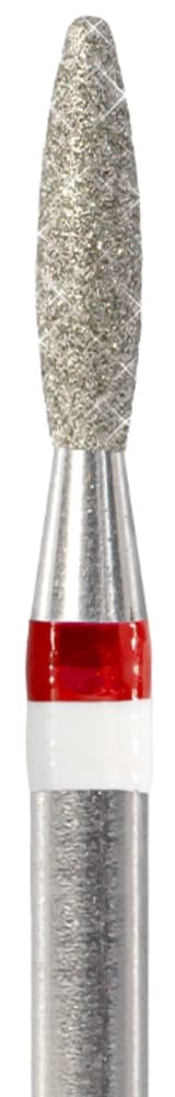 Фреза Алмазная с Жемчугом Тайфун (пламя закругленное), D2,1, L080, мягкая, (красная насечка)