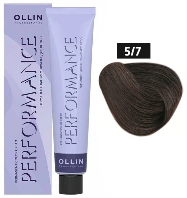OLLIN PERFORMANCE  5/7 светлый шатен коричневый 60мл Перманентная крем-краска для волос