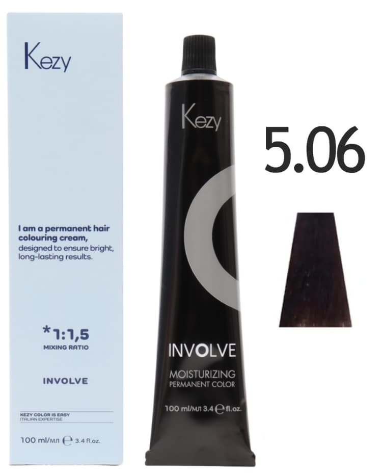 KEZY Involve color 5.06 Светлый каштан натурально-красный «Темный шоколад», 100 мл. 