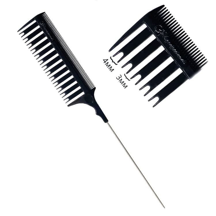 Gera Professional Расческа "Революция" R-1 для мелир. крупных прядей, с мет. хвост., цвет черный