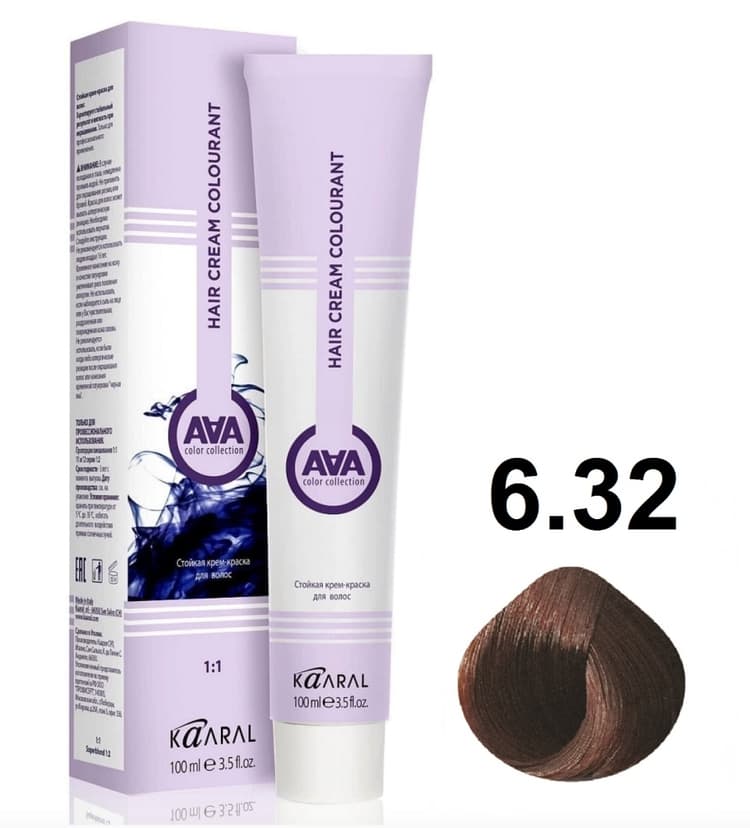 KAARAL AAA Hair crem colorant 6.32 тёмный блондин золотисто-фиолетовый 100мл 