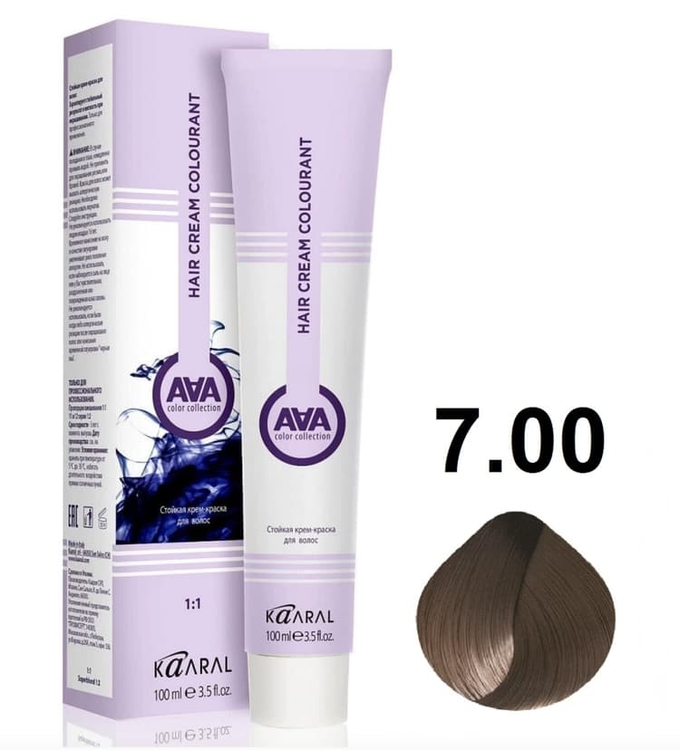 KAARAL AAA Hair crem colorant 7.00 блондин интенсивный натуральный 100мл 