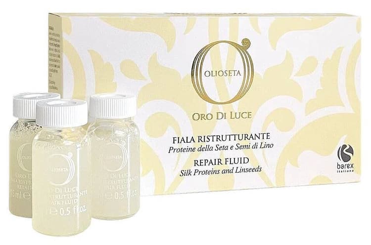 BAREX Olioseta Oro Di Luce Флюид восстанавливающий (Протеины шелка и семя льна), 12х15 мл. 