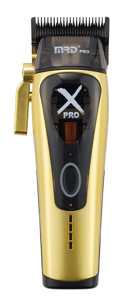 MRD PRO Машинка для стрижки, аккум./сеть, 9000-13000 об/мин, срез 0,3-4 мм, 6 насадок, цвет золотой