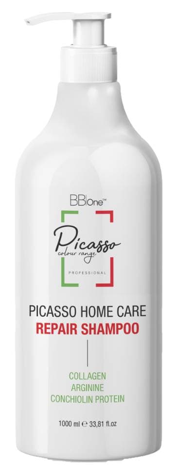 BB One Picasso Home Care Repair Шампунь для окрашенных и осветленных волос с коллагеном 1000мл + дозатор