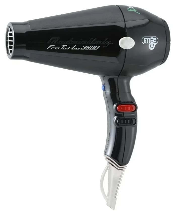 ETI Фен Eco Turbo 3900 Xtrapower цвет черный, 2500 Вт, 2 насадки, вес 555 гр.