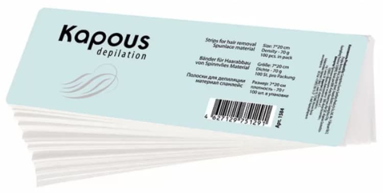 Kapous Depilation Полоски для депиляции, голубой, 7*20см, 100 шт/уп.
